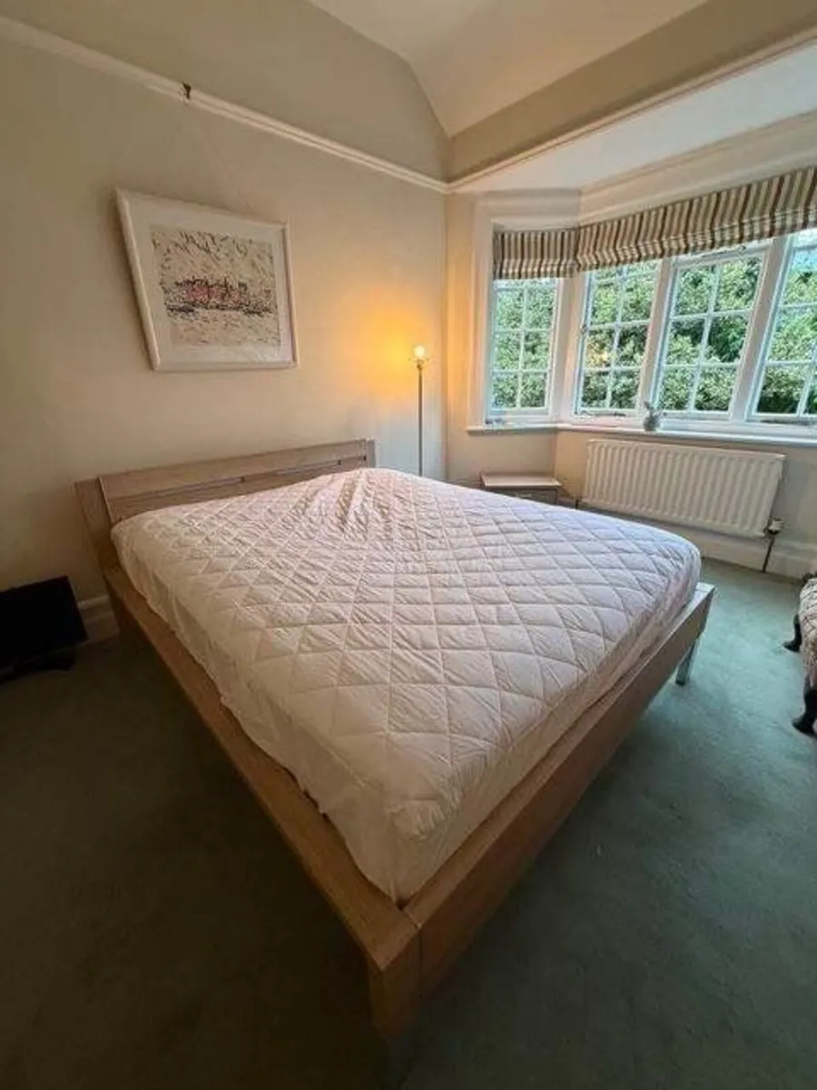 Matching Wooden King-size Bed Frame + Bedside Tabl - Image 3