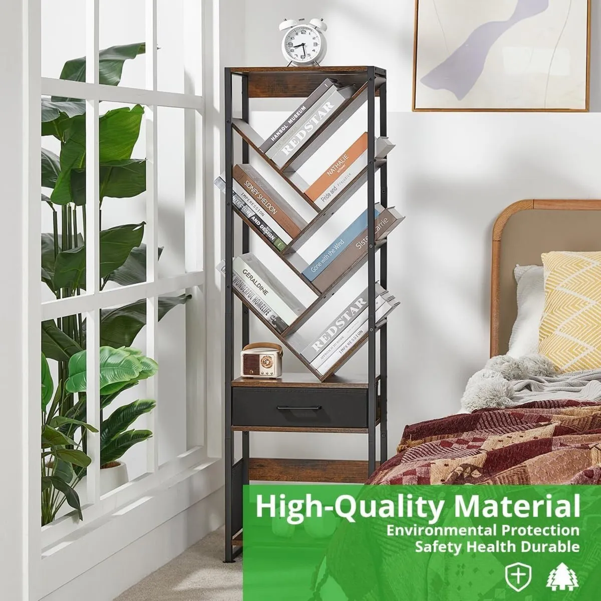 Tree Bookshelf with Side Table Tall Bookcase - Image 4