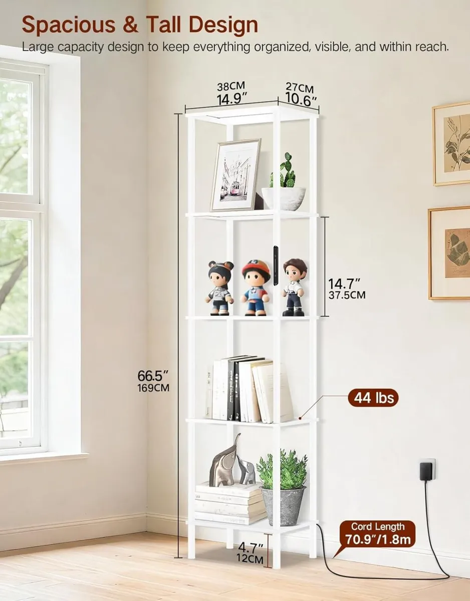 5 Tier Tall Display Shelf with LED Lights Touch - Image 2