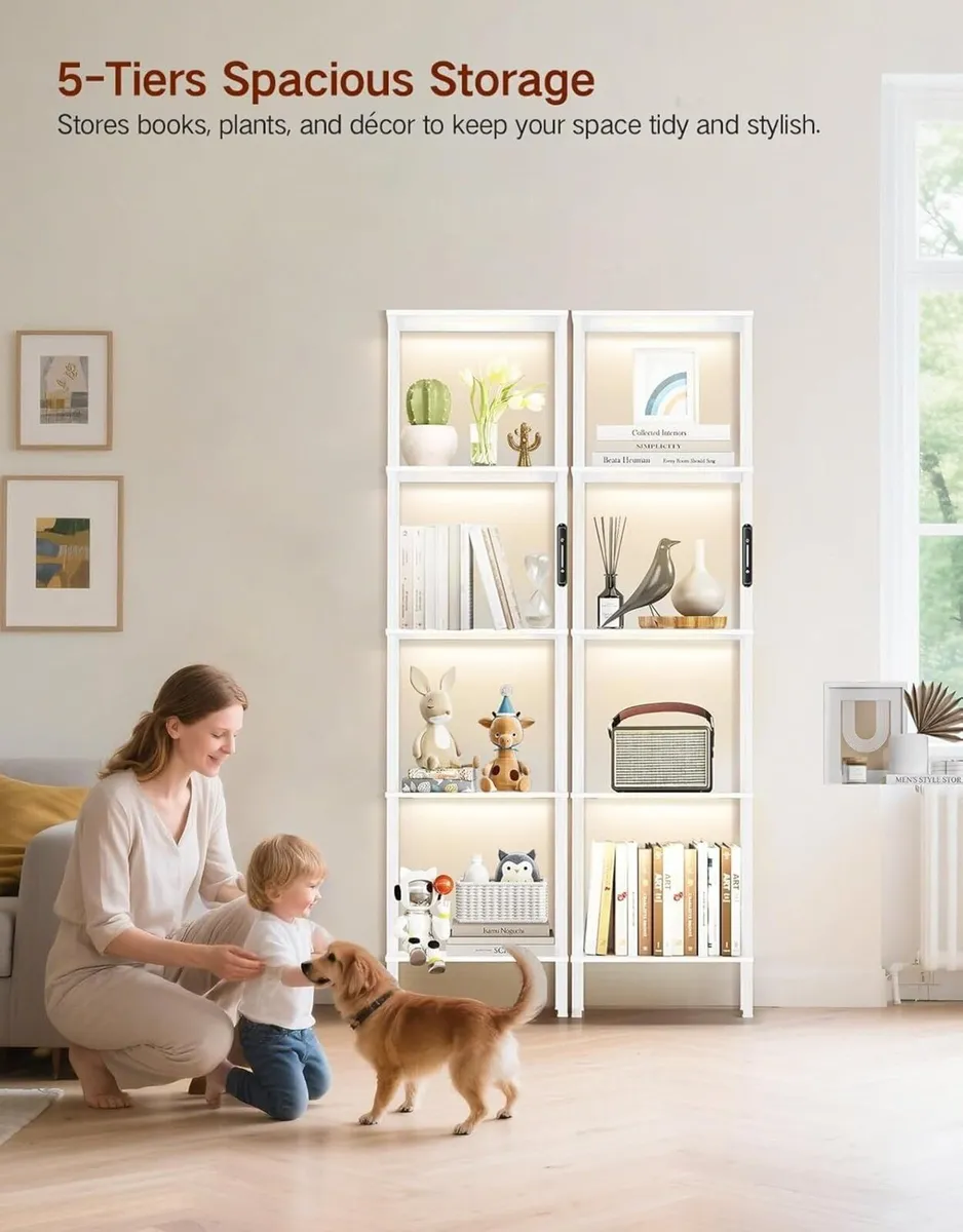 5 Tier Tall Display Shelf with LED Lights Touch - Image 3