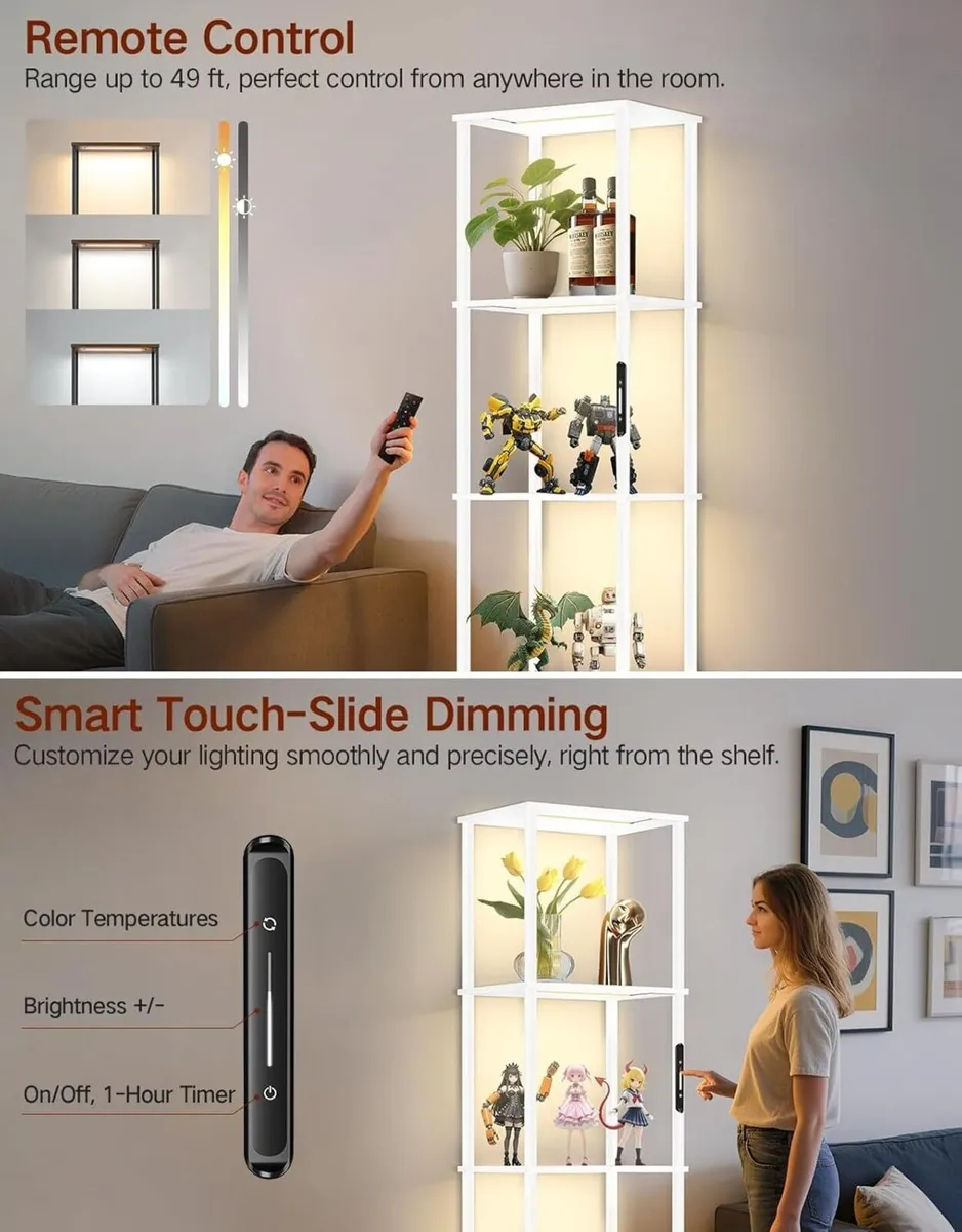 5 Tier Tall Display Shelf with LED Lights Touch - Image 4