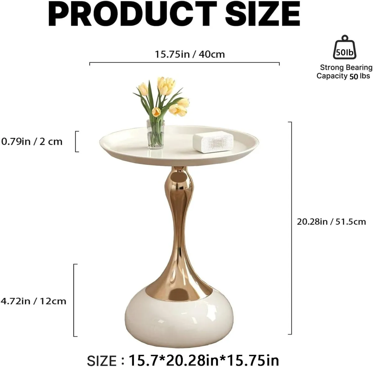 Modern Round Side Table - White Glossy Tabletop - Image 2