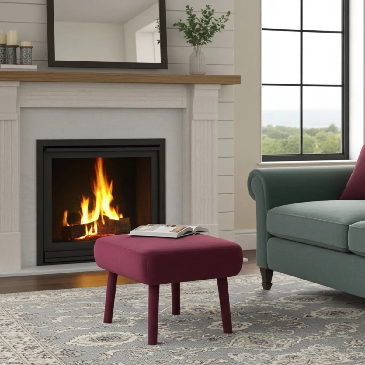 Velvet Berry Footstool 60×40 cm - Image 3