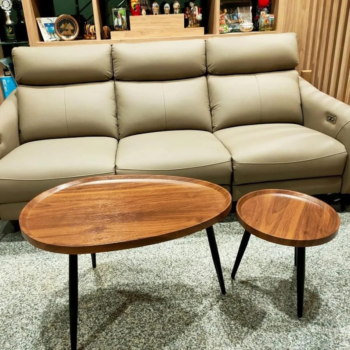 Oval Coffee Table Nest Wood: 2 Nesting Set Large - Image 4