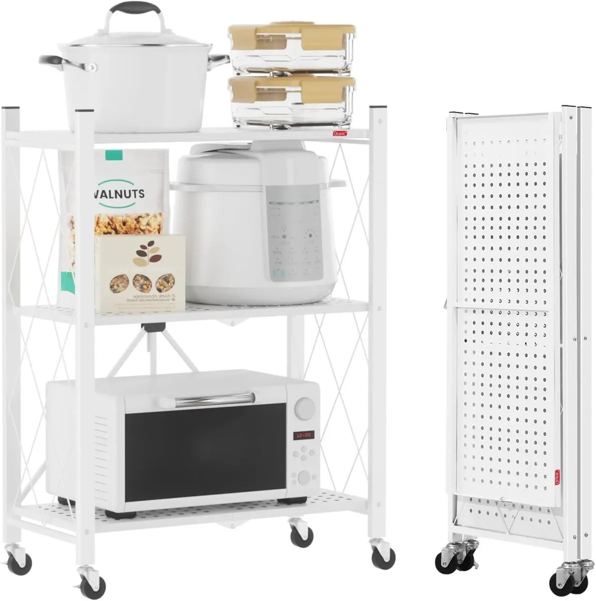 Folding Storage Shelves 3 Tiers Metal Shelving - Image 1