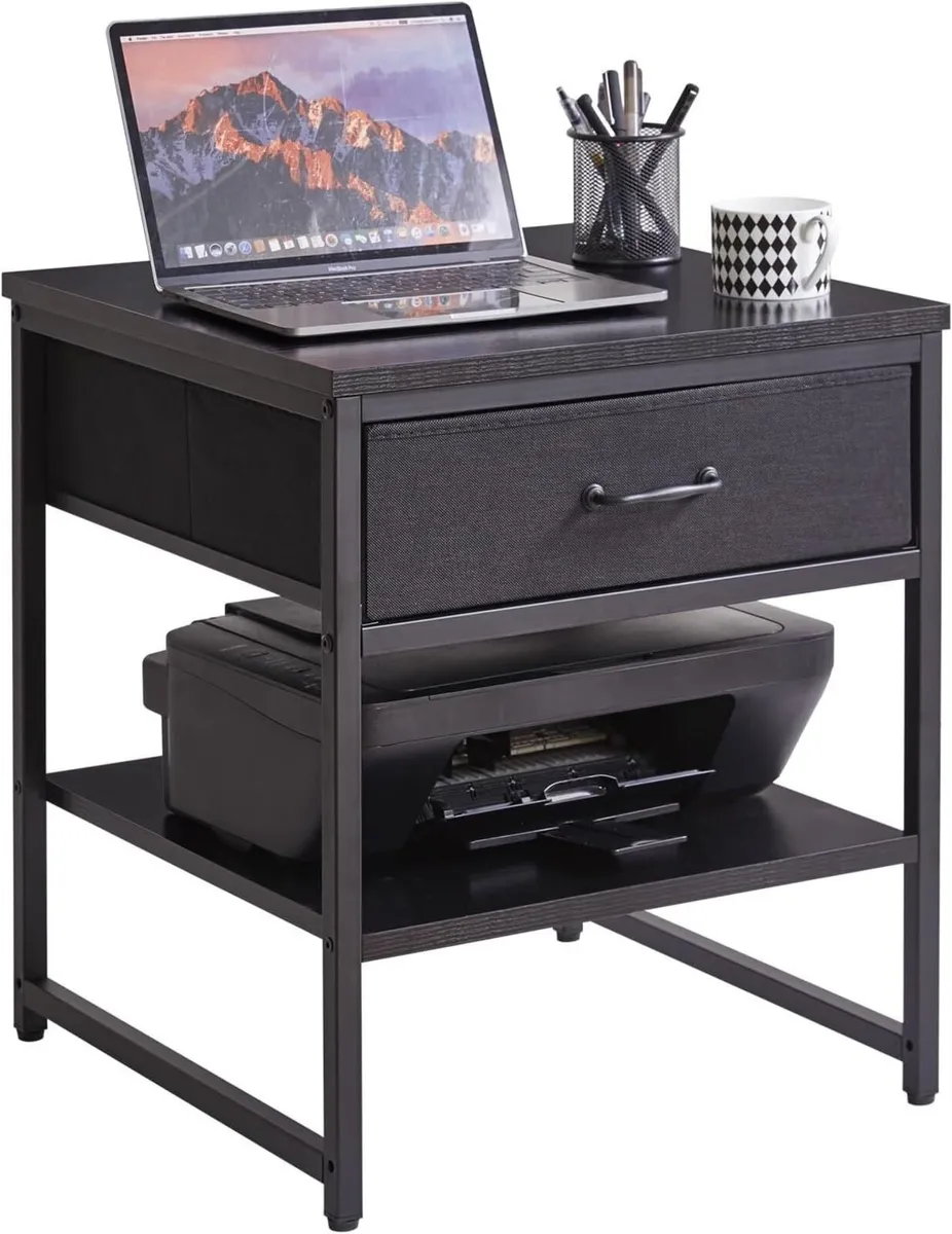 Large End Table with Fabric Drawer Adjustable - Image 1