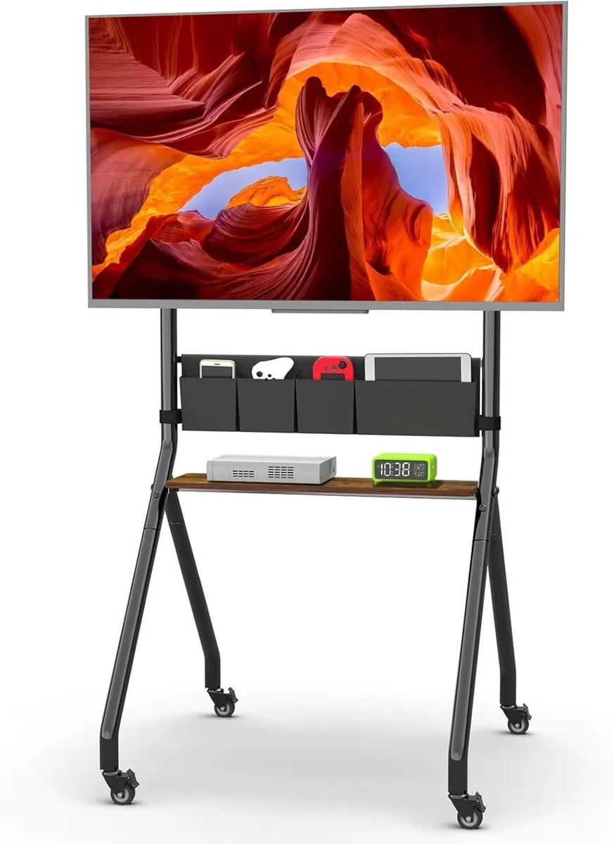 Rolling TV Stand with Storage Bags Anti-Collision - Image 1