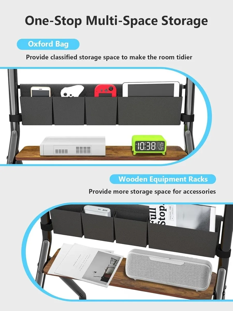 Rolling TV Stand with Storage Bags Anti-Collision - Image 3