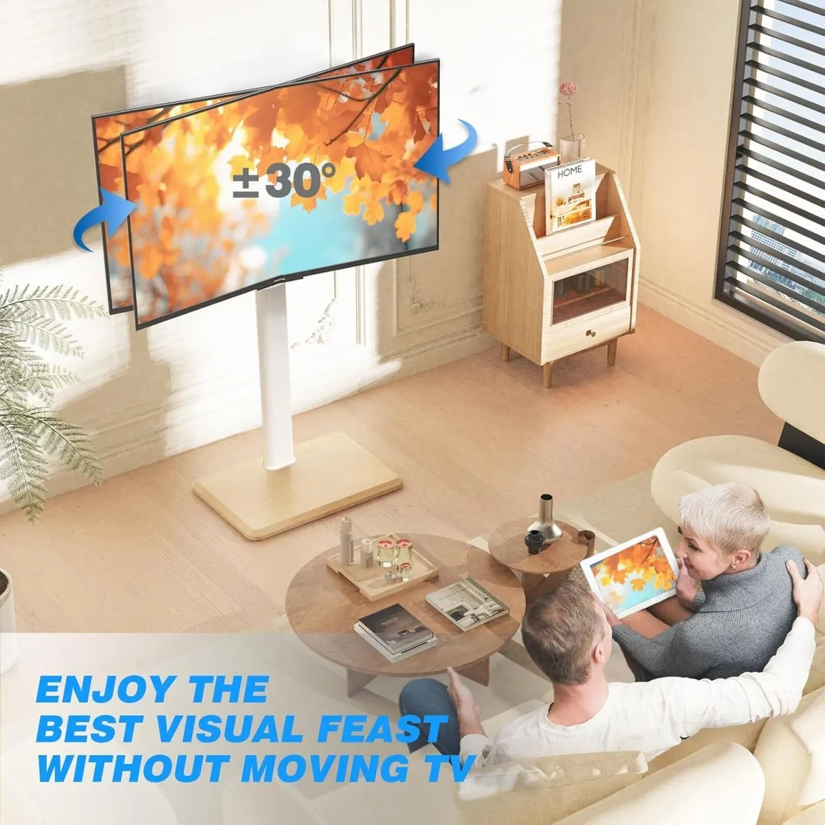 Mobile TV Stand with Concealed Caster Wheels - Image 3