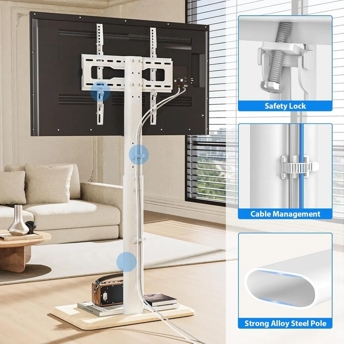 Mobile TV Stand with Concealed Caster Wheels - Image 4