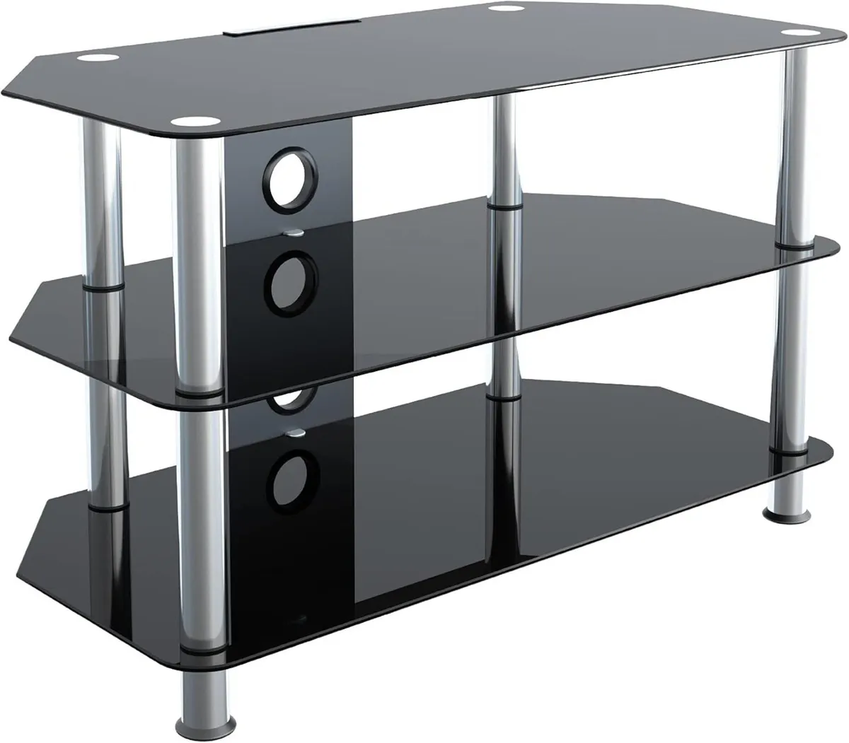 Glass Corner TV Stand – Universal Black Unit 80cm - Image 1