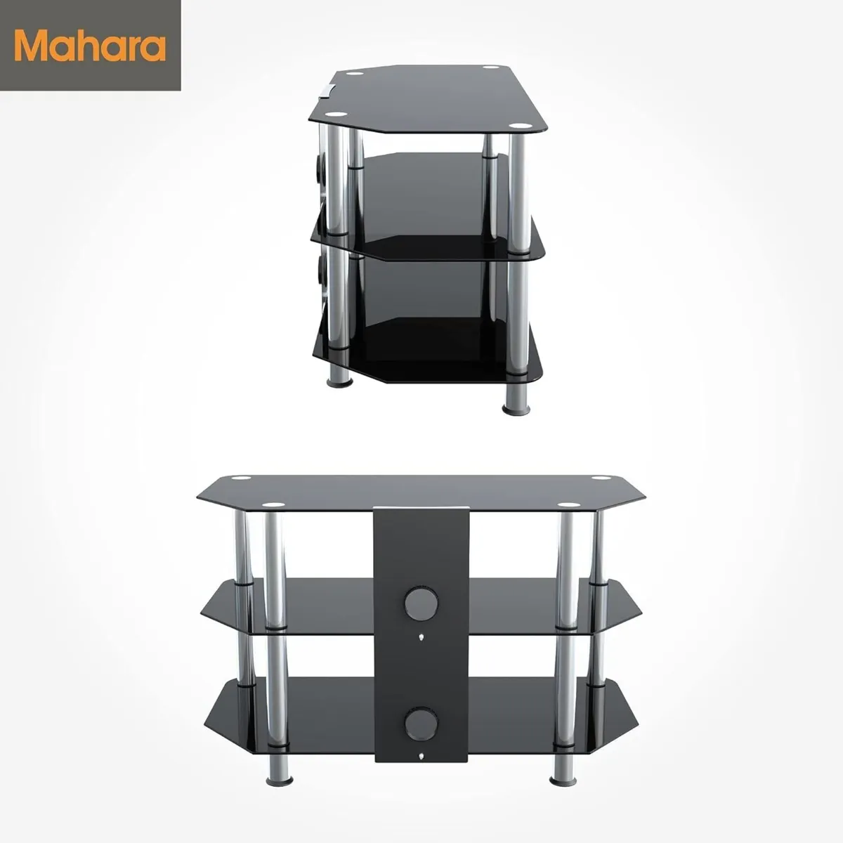 Glass Corner TV Stand – Universal Black Unit 80cm - Image 3