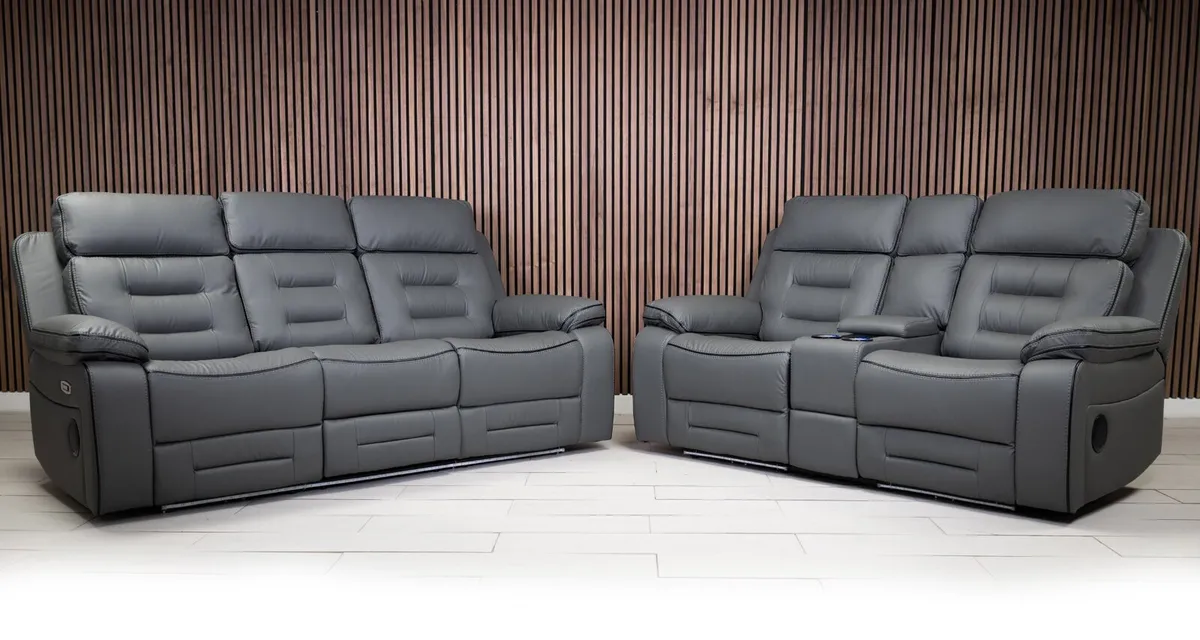 Knox Electric Grey Recliner Sofa Set - Image 2