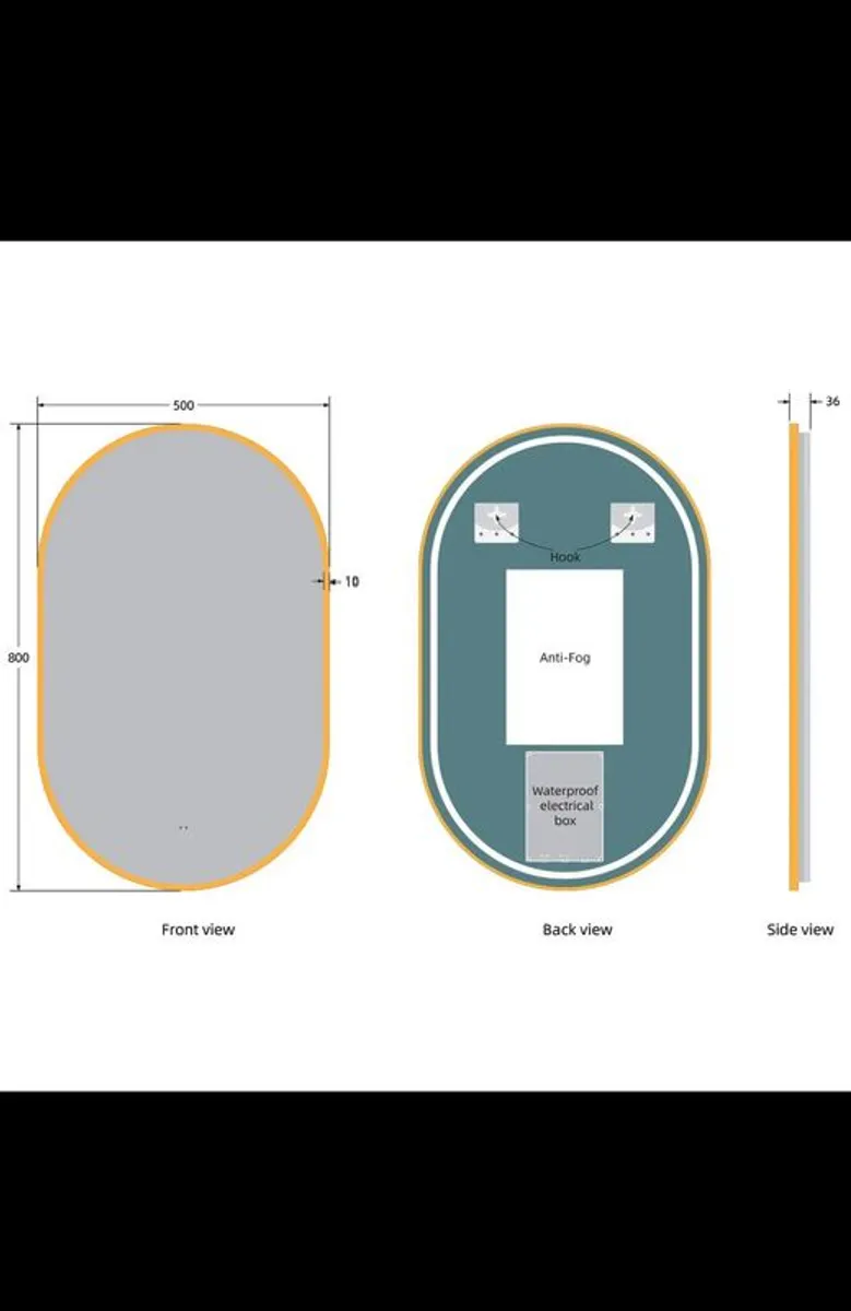 Eliseo Ricci Gold Bathroom Mirror l Brand New in Box l 800cm x 500cm - Image 2