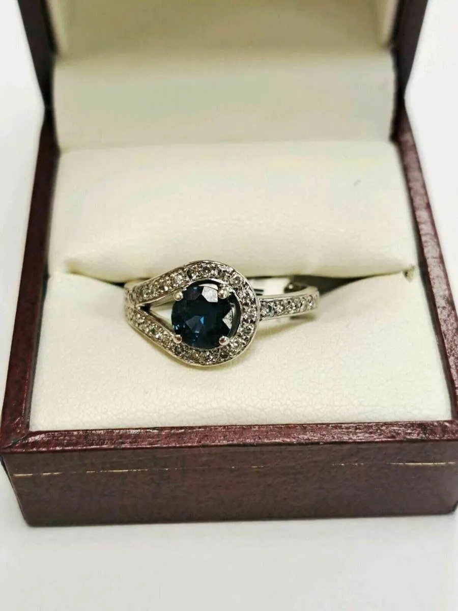 18K White Gold Diamond Sapphire - Image 1