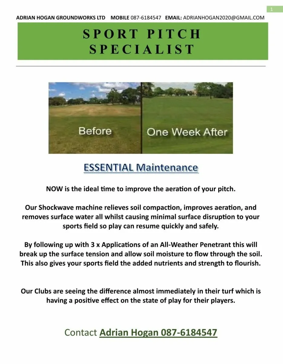 SHOCKWAVE your Sports Pitch to improve  AERATION - Image 1