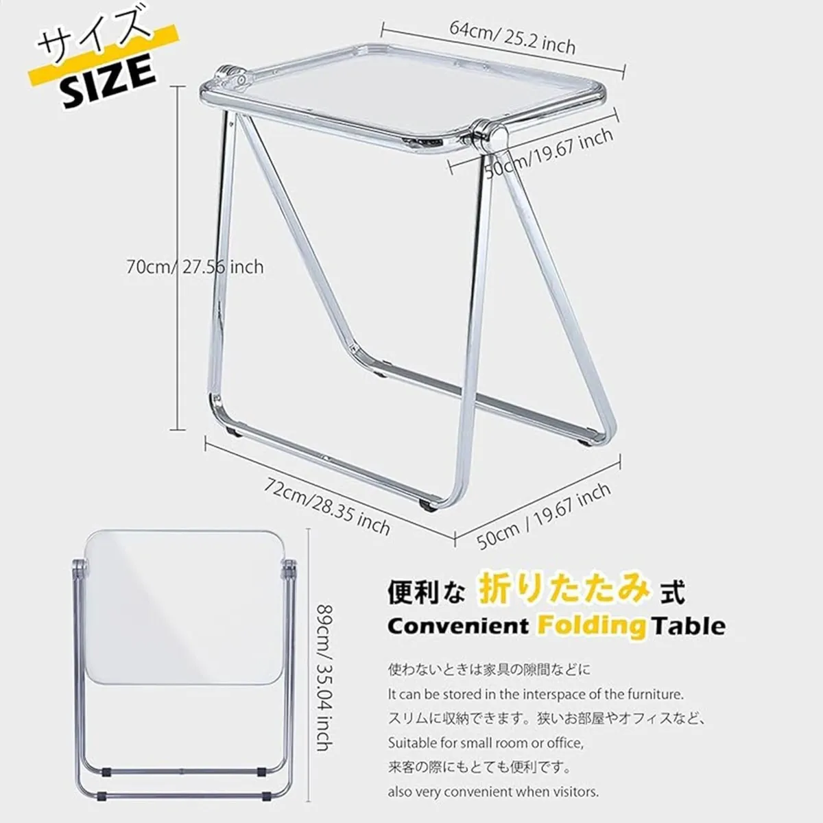 Acrylic Folding Table Space Saving Small Desk for - Image 2