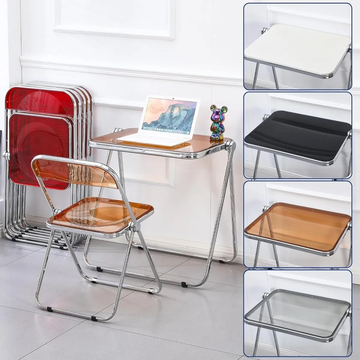 Acrylic Folding Table Space Saving Small Desk for - Image 4