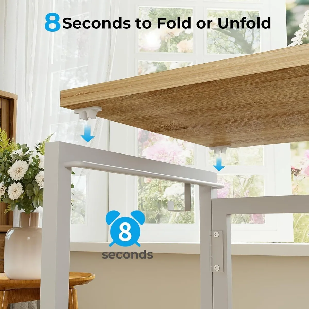 Folding Desk with Monitor Shelf 80cm Small - Image 4