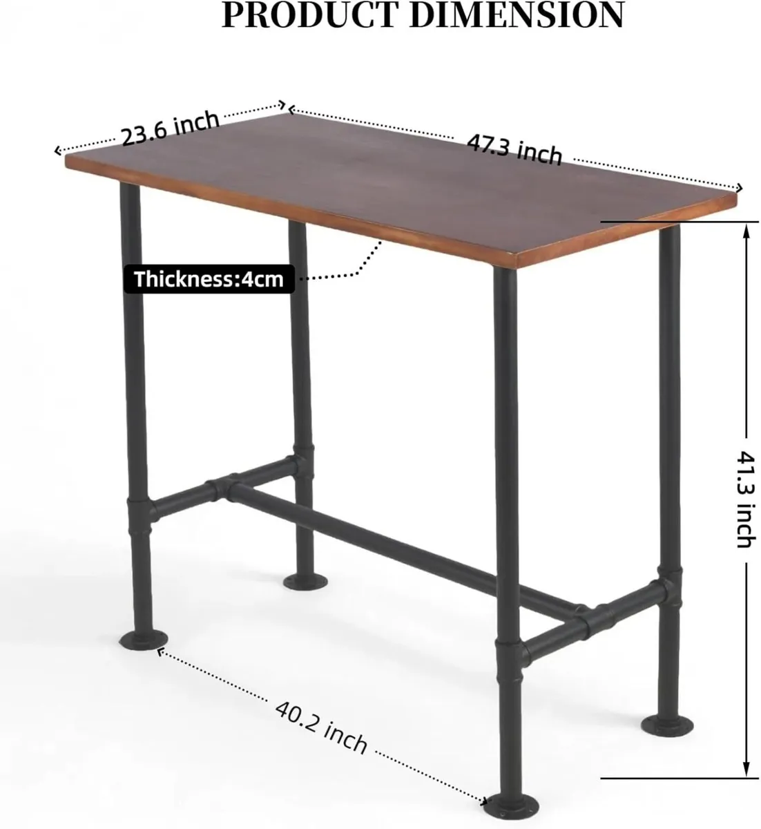 Industrial 41.3inch Height Bar Table Vintage Pipe - Image 3