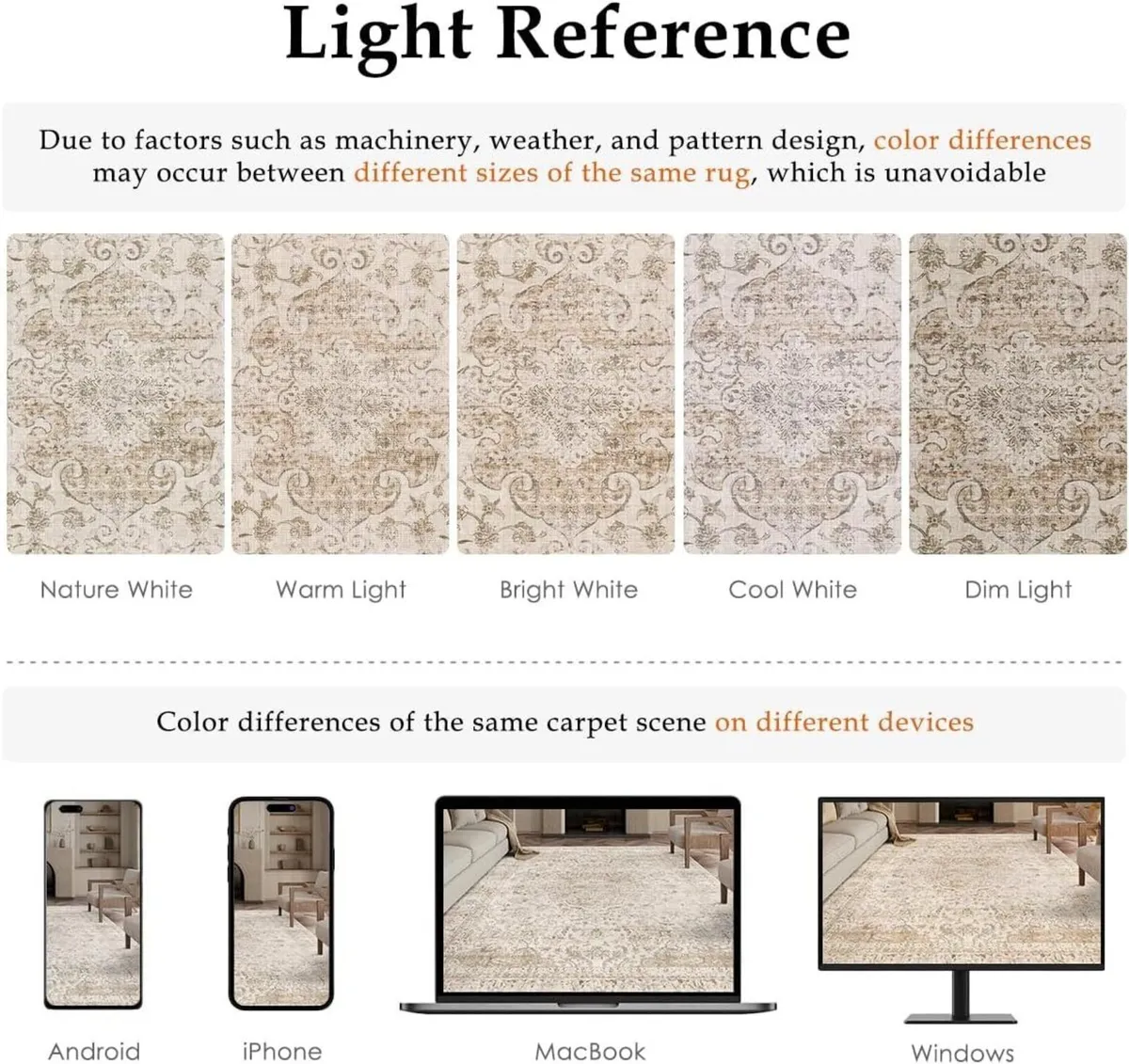 Vintage Rugs Living Room Beige Large Area Rug - Image 2