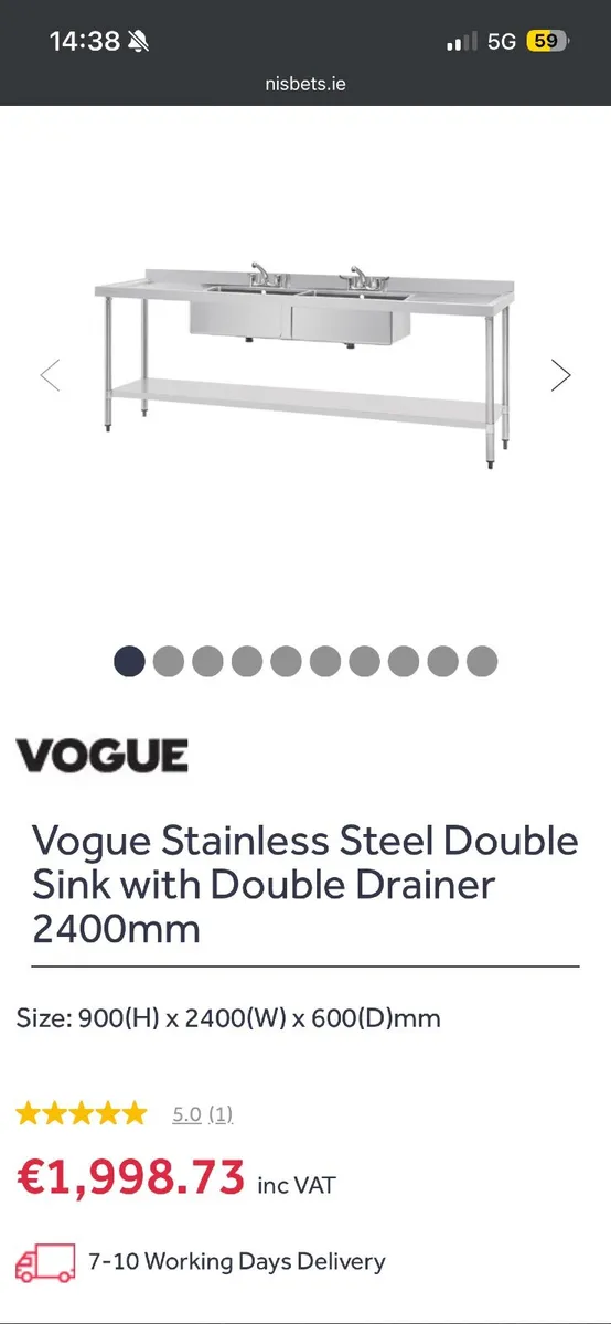 Stainless steel double sink - Image 1