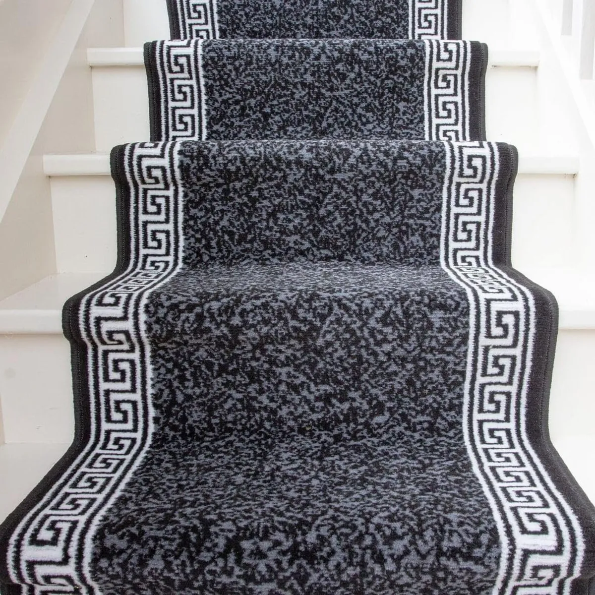 Dark Grey Stair Carpet Durable Graphite Cream - Image 1