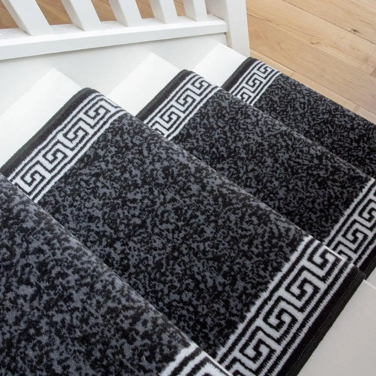 Dark Grey Stair Carpet Durable Graphite Cream - Image 3