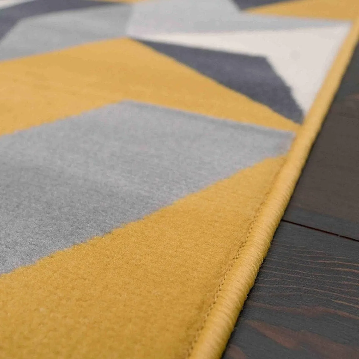 Ochre Grey Geometric Modern Living Room Carpet - Image 4