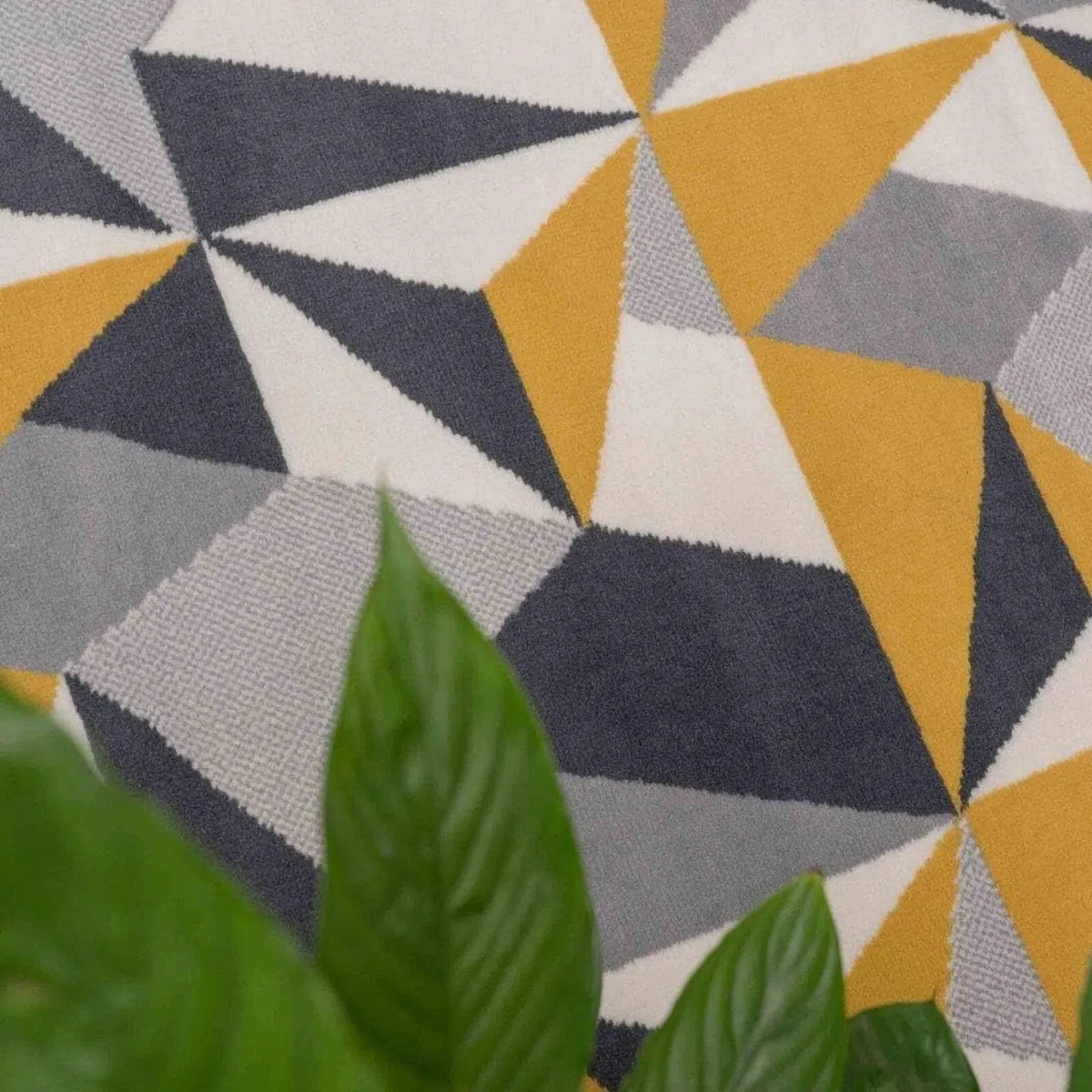 Ochre Grey Geometric Modern Living Room Carpet - Image 3
