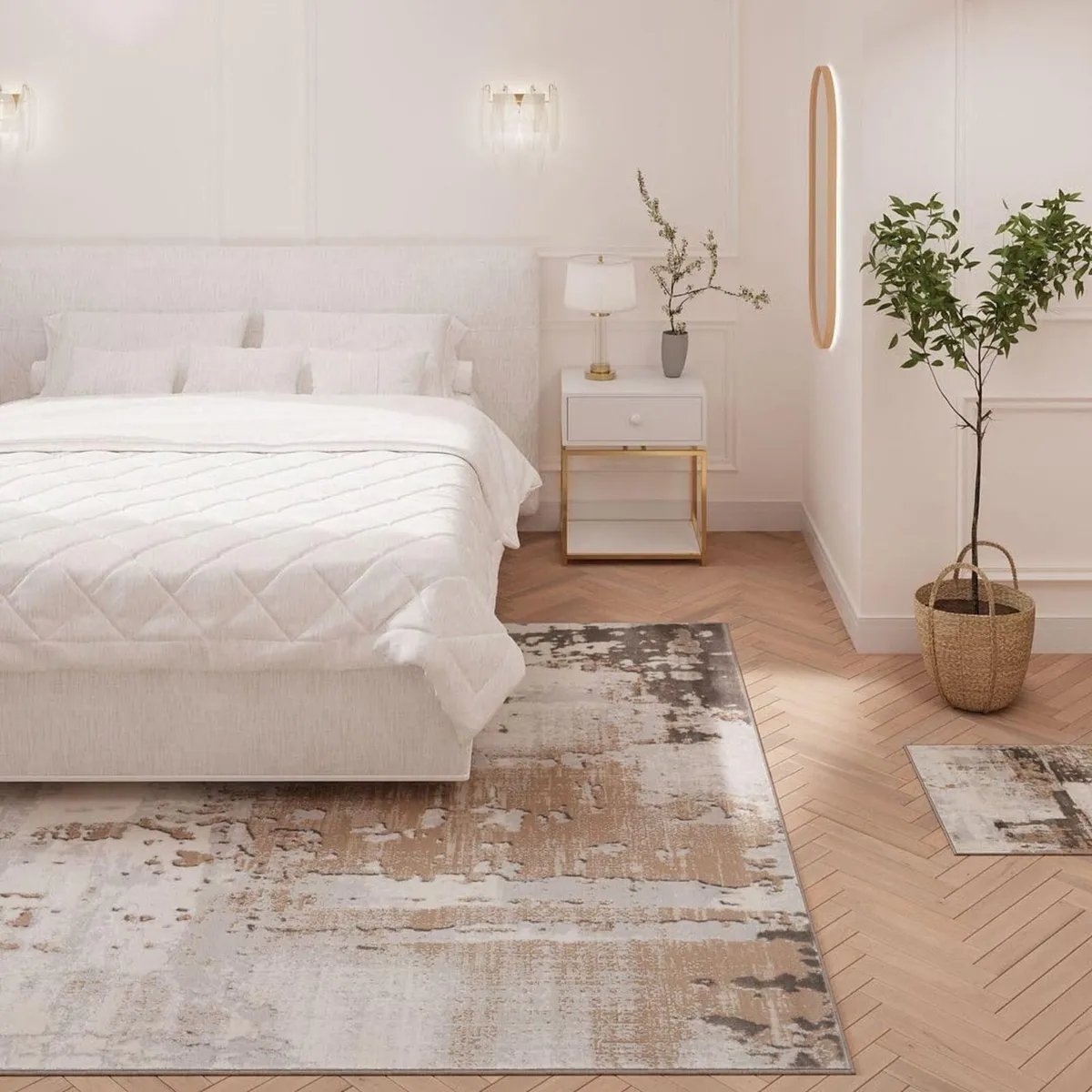 Luxury Greige Painterly Living Room Area Rug - Image 2