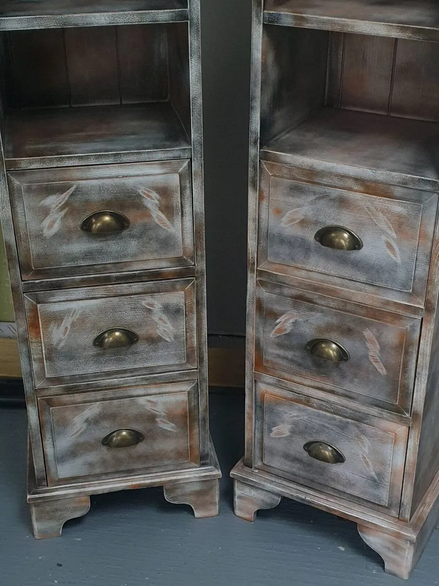 Pair of solid wood tallboy cabinets - Image 2