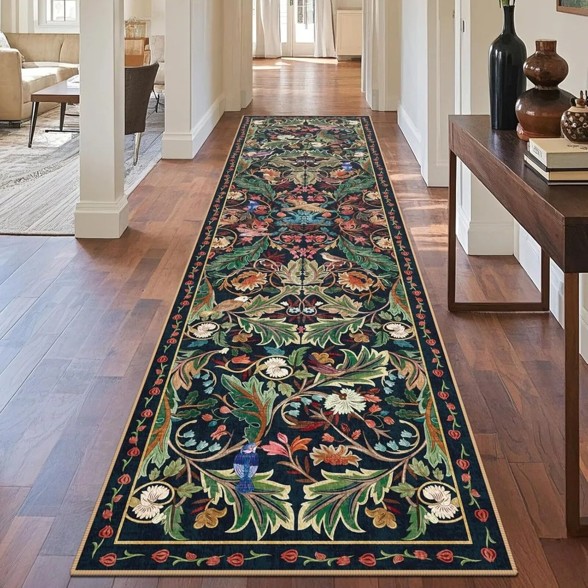 Runner Rugs for Hallway 80x300cm Dark Blue Bird - Image 1