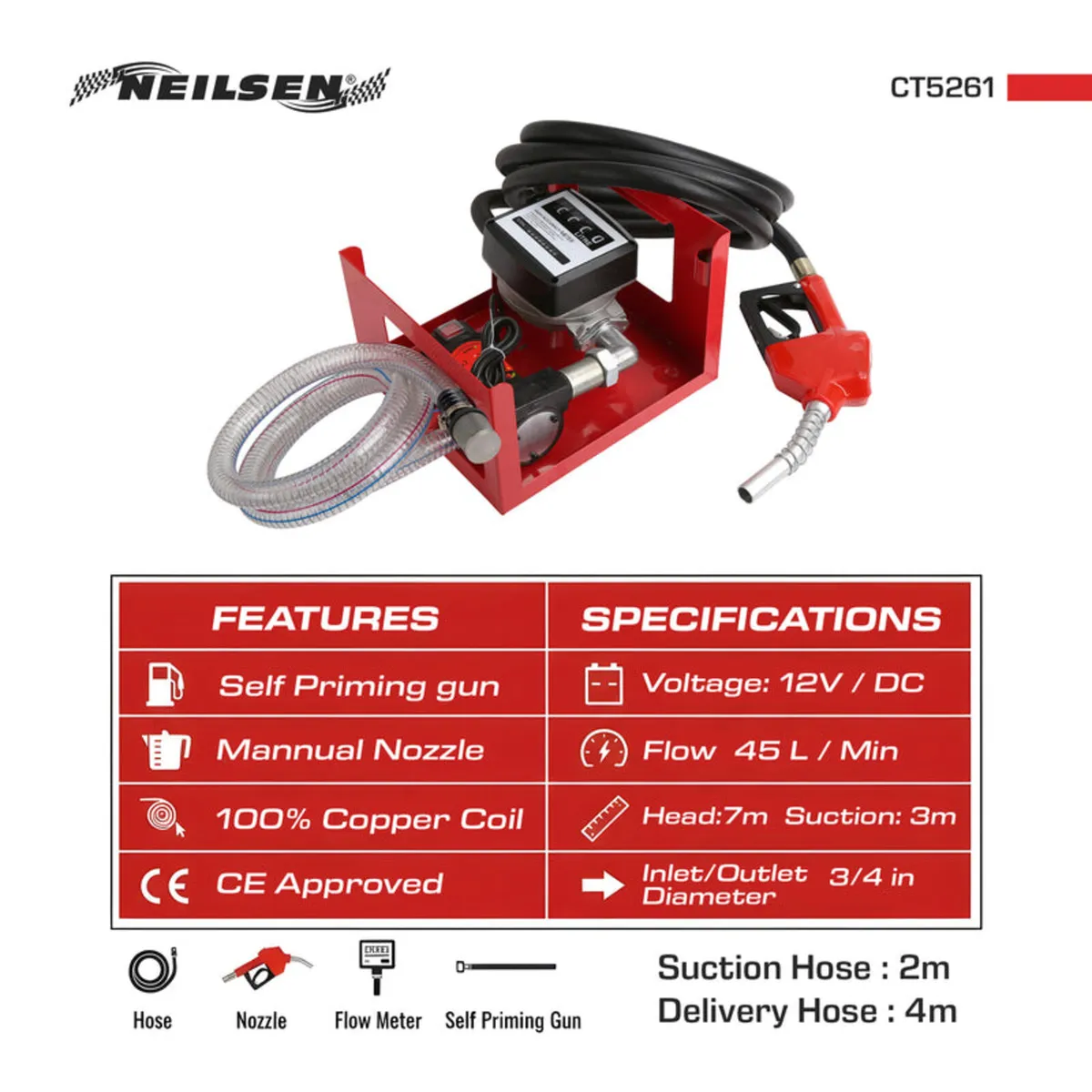 12V Diesel Fuel Pump with Flow Meter - Image 3