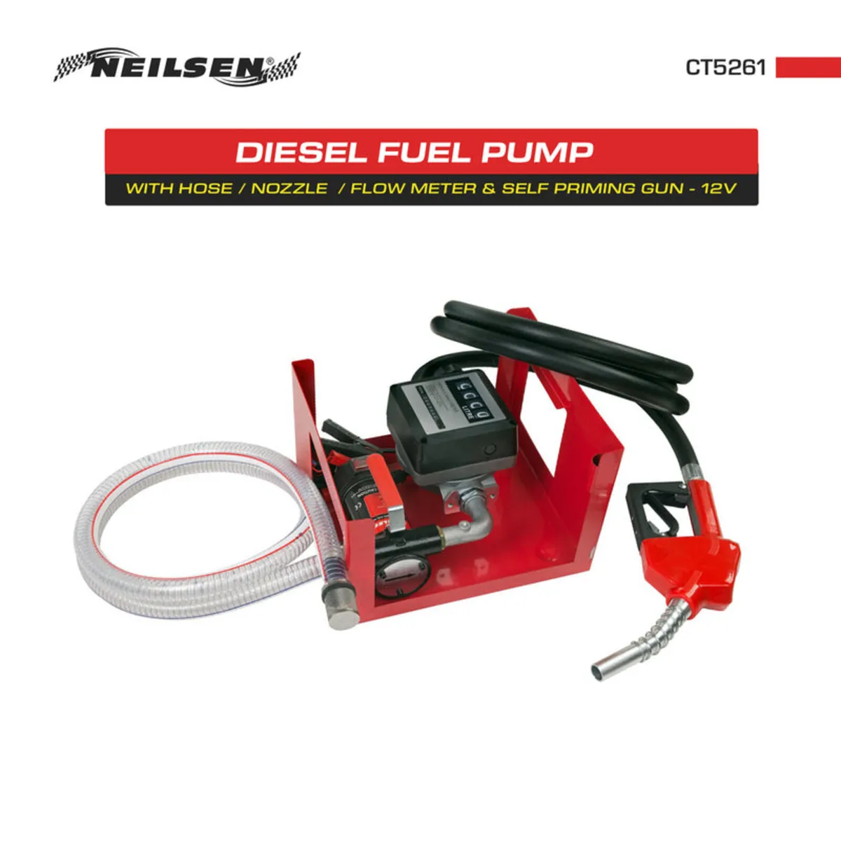 12V Diesel Fuel Pump with Flow Meter - Image 2