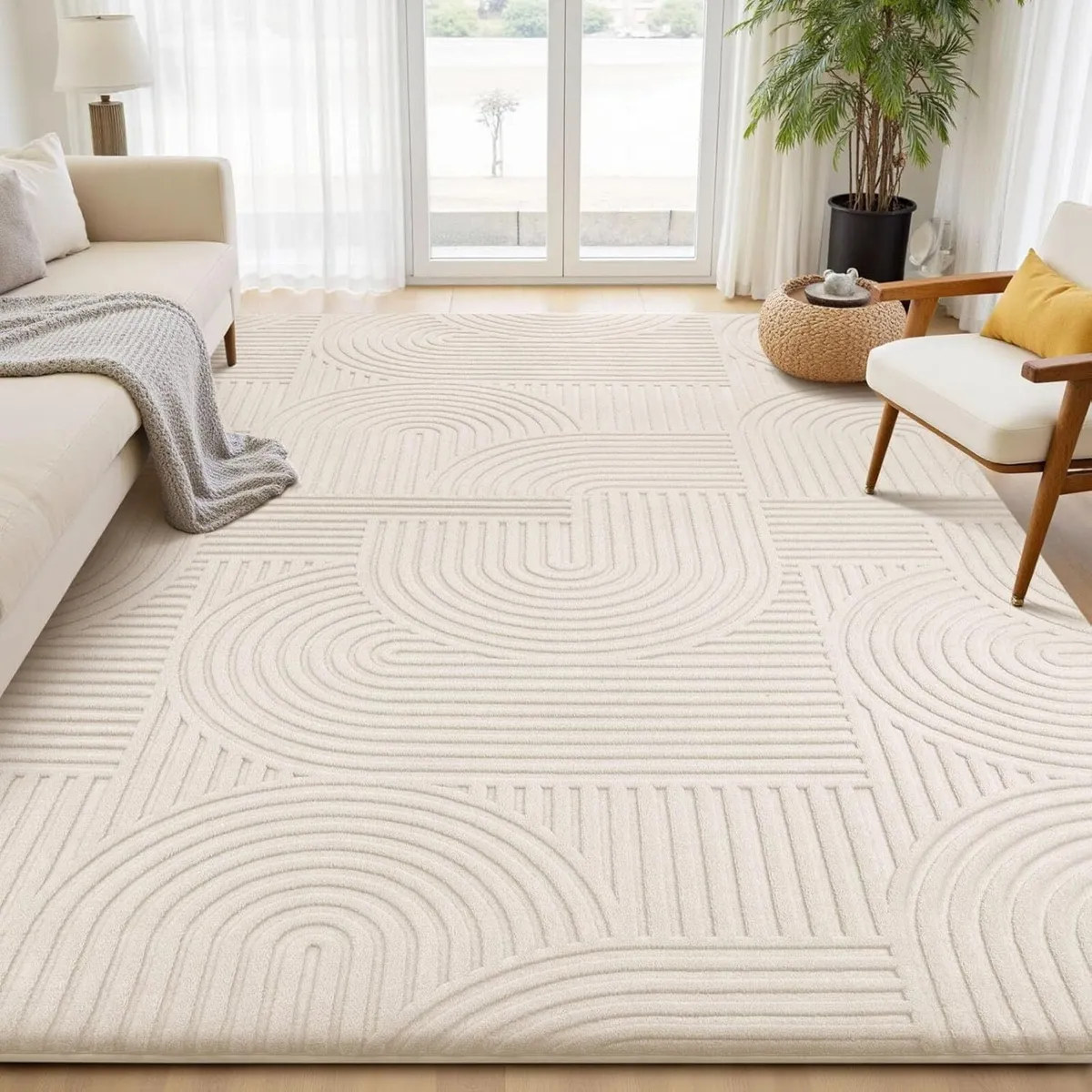 Rugs Living Room 240x300cm 3D Cream Area for - Image 2