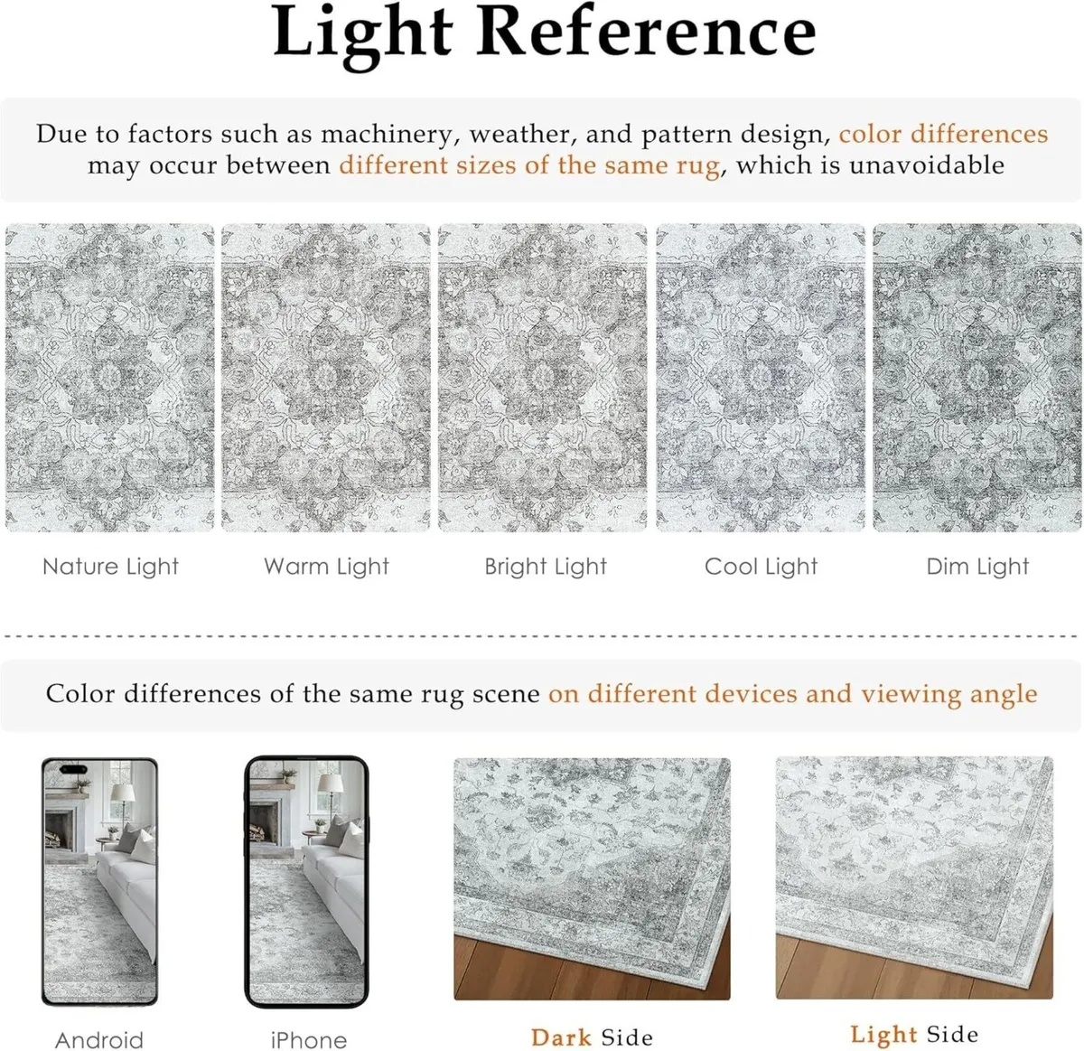 Vintage Washable Grey Rugs Living Room Area Rug - Image 2