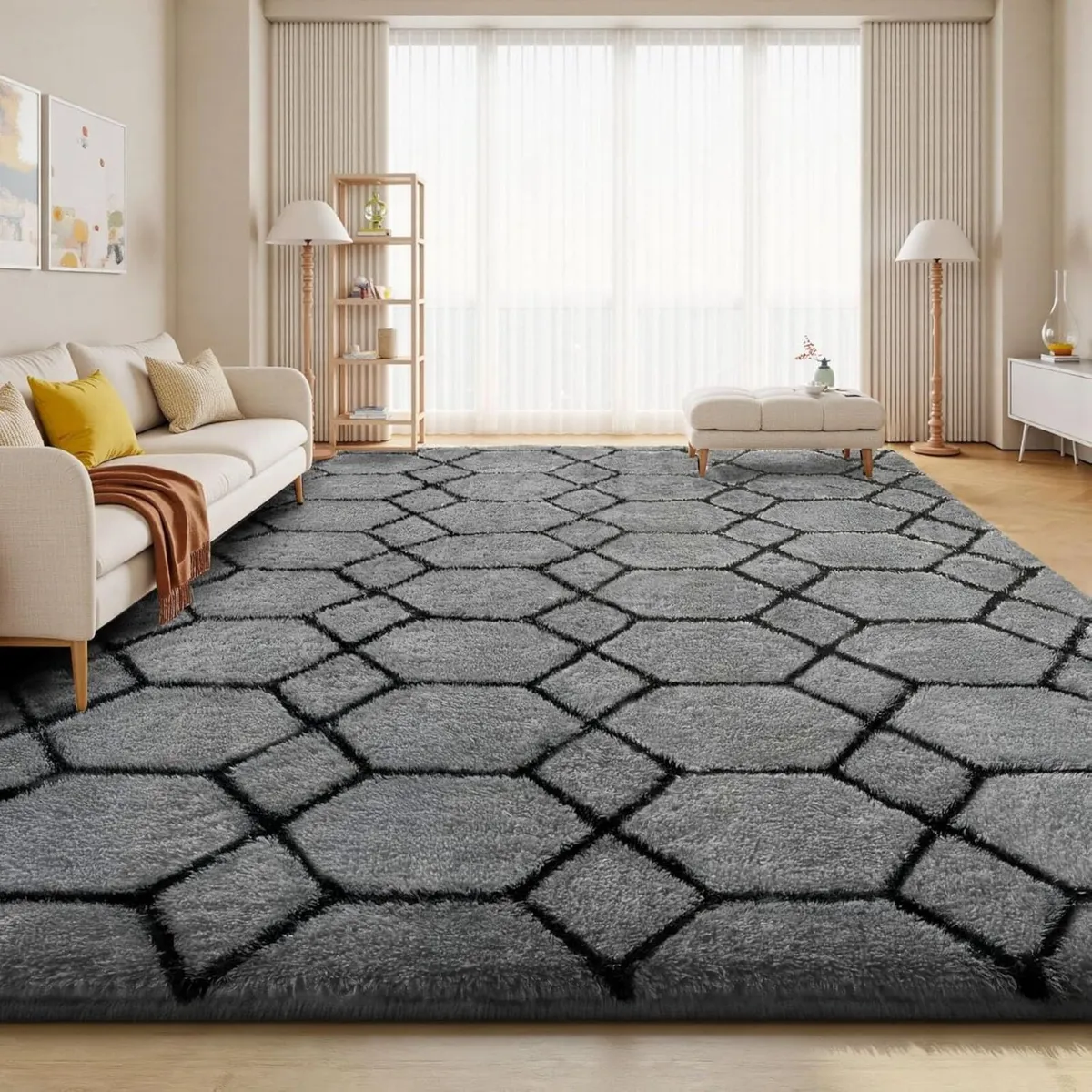 Rugs Living Room 240x300cm Grey Area for Bedroom - Image 1
