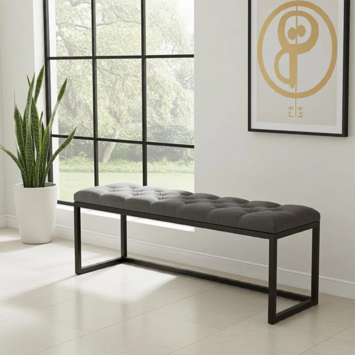 Black Loft Bench 140x40cm - Image 2