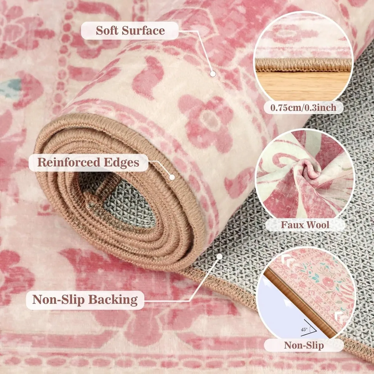 Butterfly Pink Rugs Living Room 200x290cm - Image 3