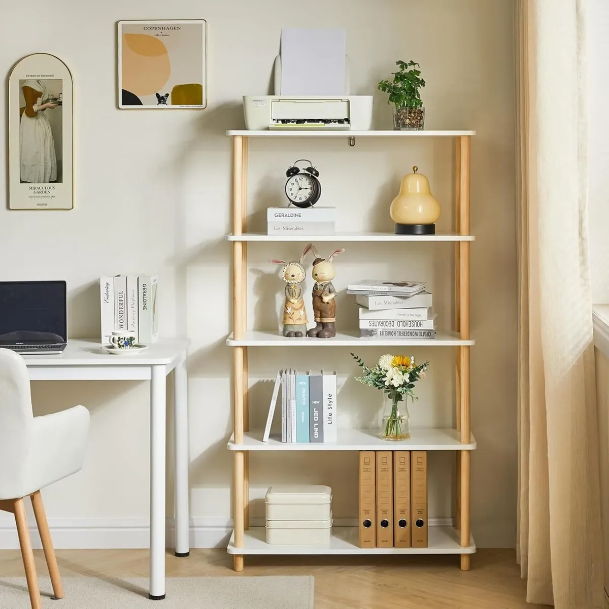 5-Tier Wooden Open Bookcase - Modern Freestanding - Image 4
