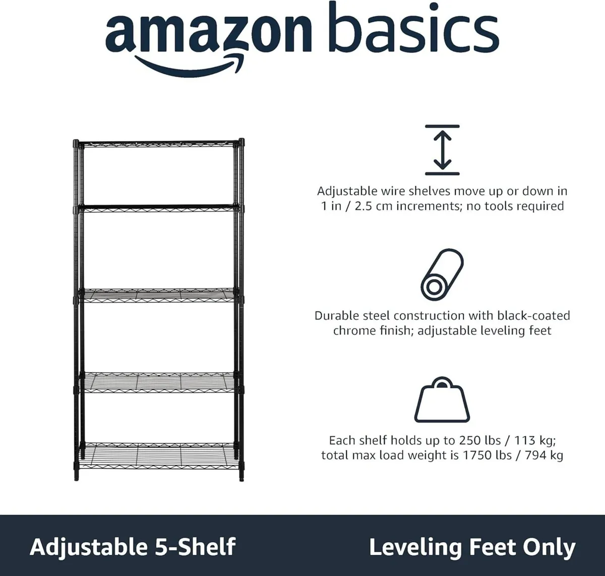 5-Shelf Storage Unit With Height Adjustable - Image 3