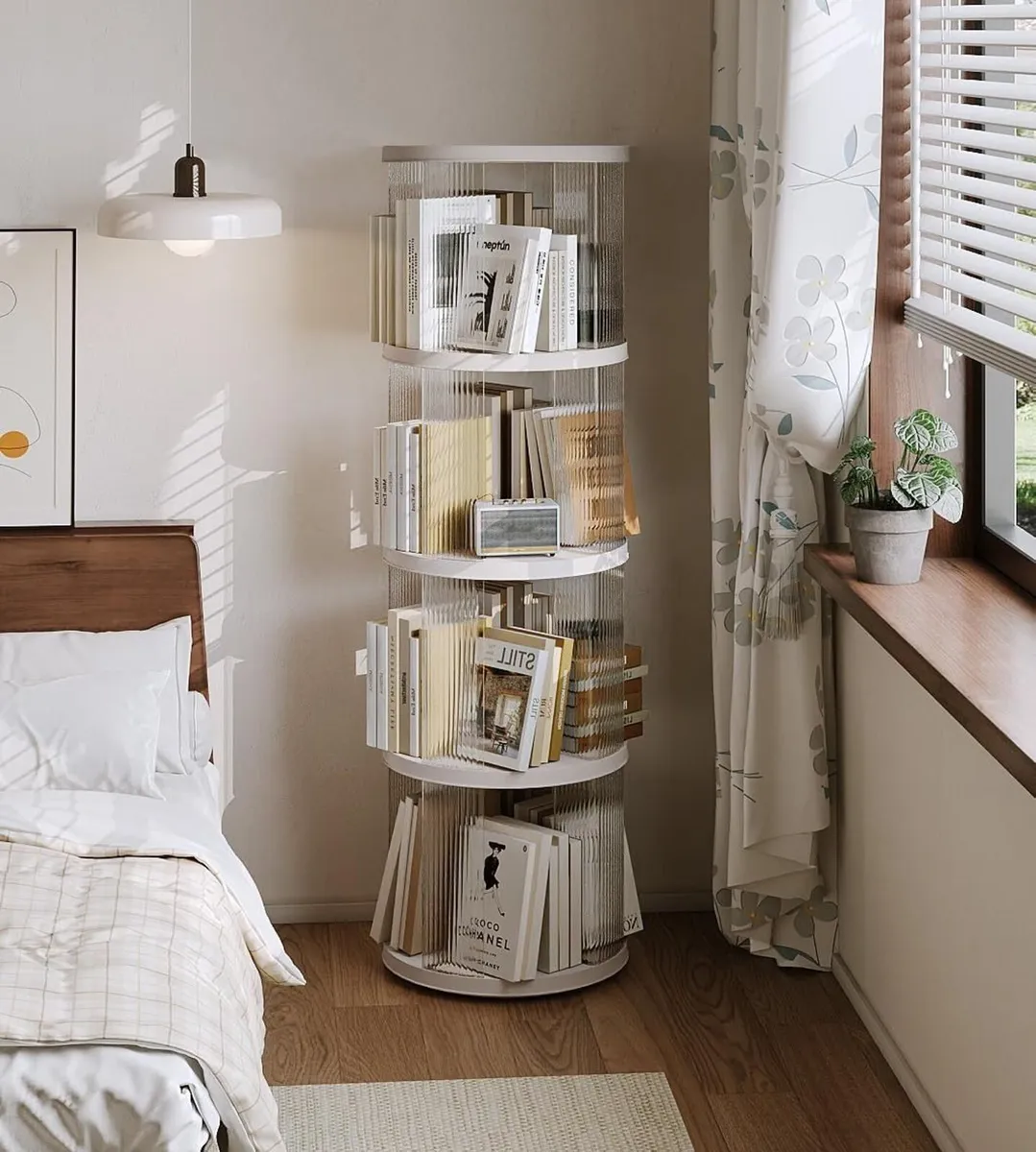 4-Tier 360degrees Rotating Bookcase Compact Round - Image 2