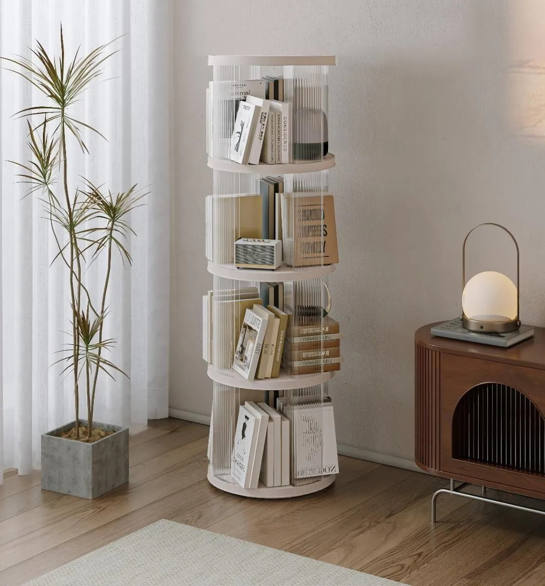4-Tier 360degrees Rotating Bookcase Compact Round - Image 3