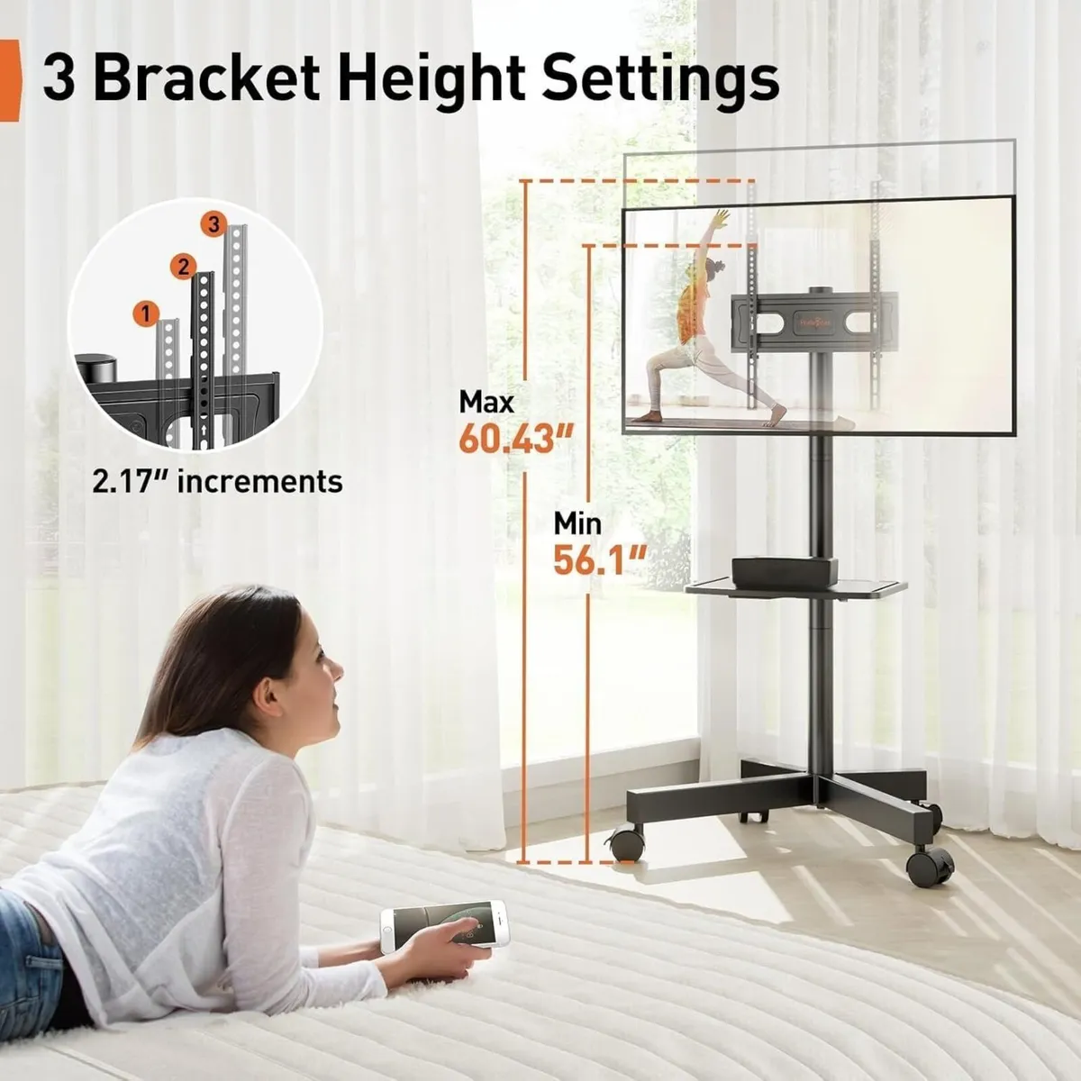 Mobile TV Stand on Wheels for 23-60 inch LED LCD - Image 4