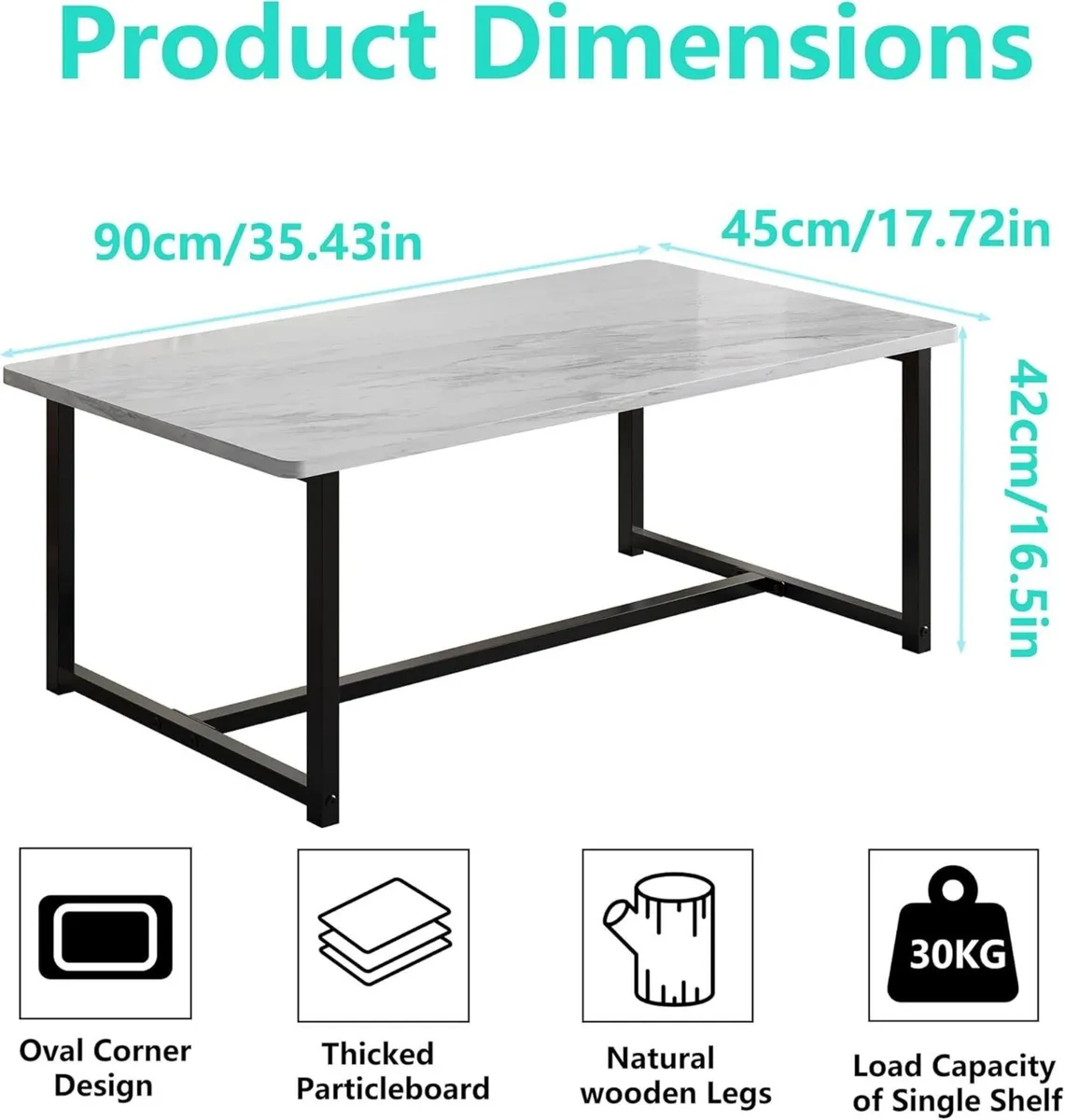 Coffee Table for Living Room Modern Rectangular - Image 2