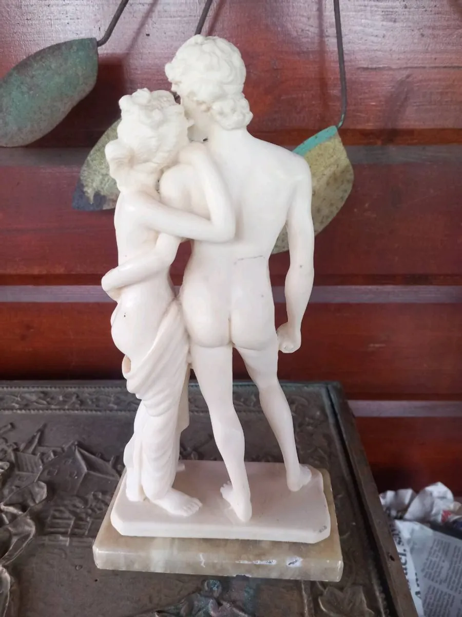 Venus Adonis sculpture on marble base D18 post 7e - Image 3