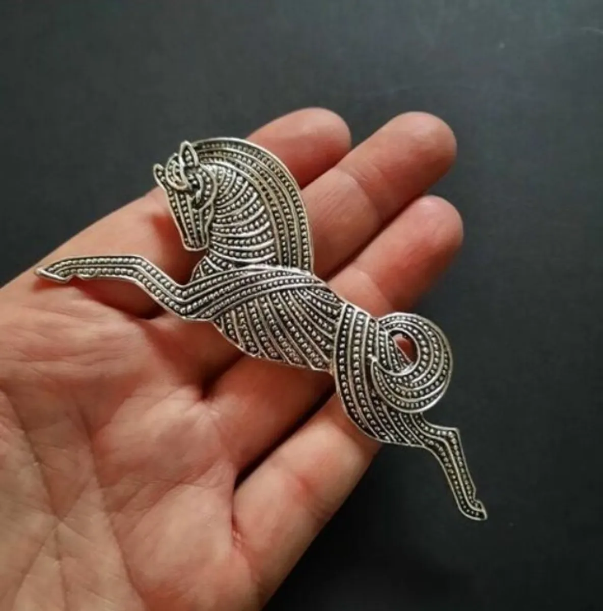 Art Deco Celtic Style Horse Silver Tone Galloping - Image 2