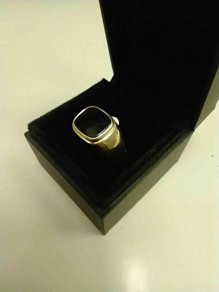 14ct Gold Ring 14k Black Stone - Image 2