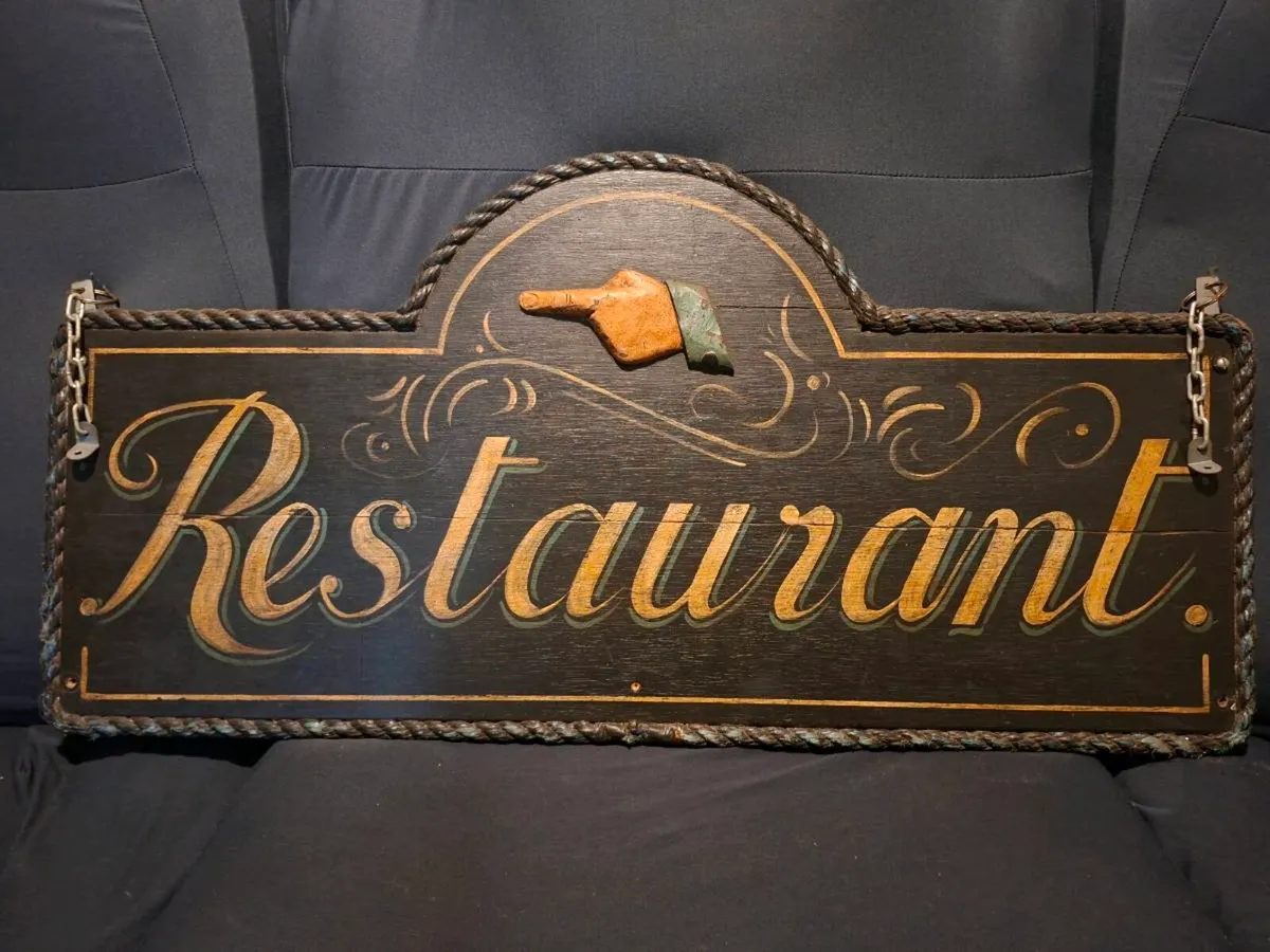 Vintage Hand-Painted Restaraunt Advertising Sign - Image 1